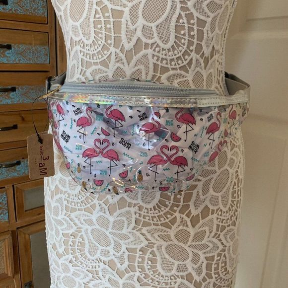 Flamingo Clear Fanny Pack/ Belt Bag- Waterproof - Picture 6 of 10